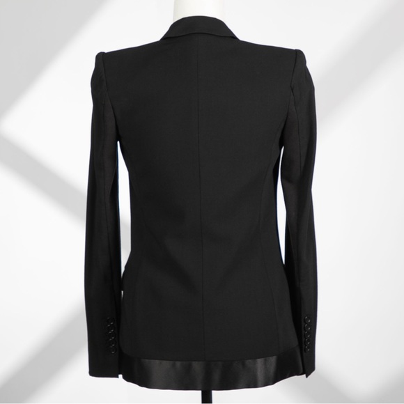 BCBGMAXAZRIA Black Wool Blazer with Satin Bottom Design, Size XXS, Excellent - Picture 2 of 11